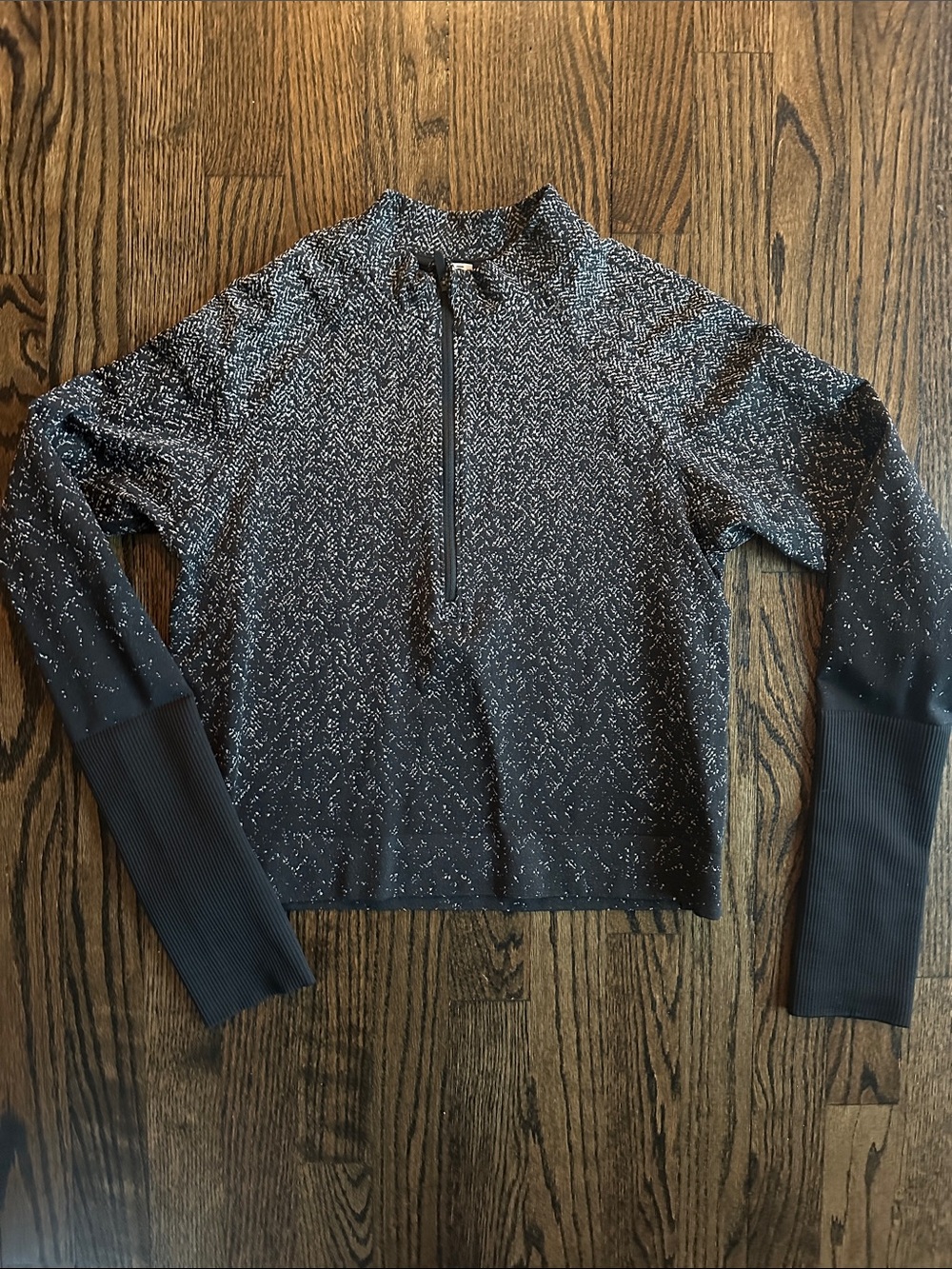 lululemon athletica Black and White Speckled Half-Zip Pullover